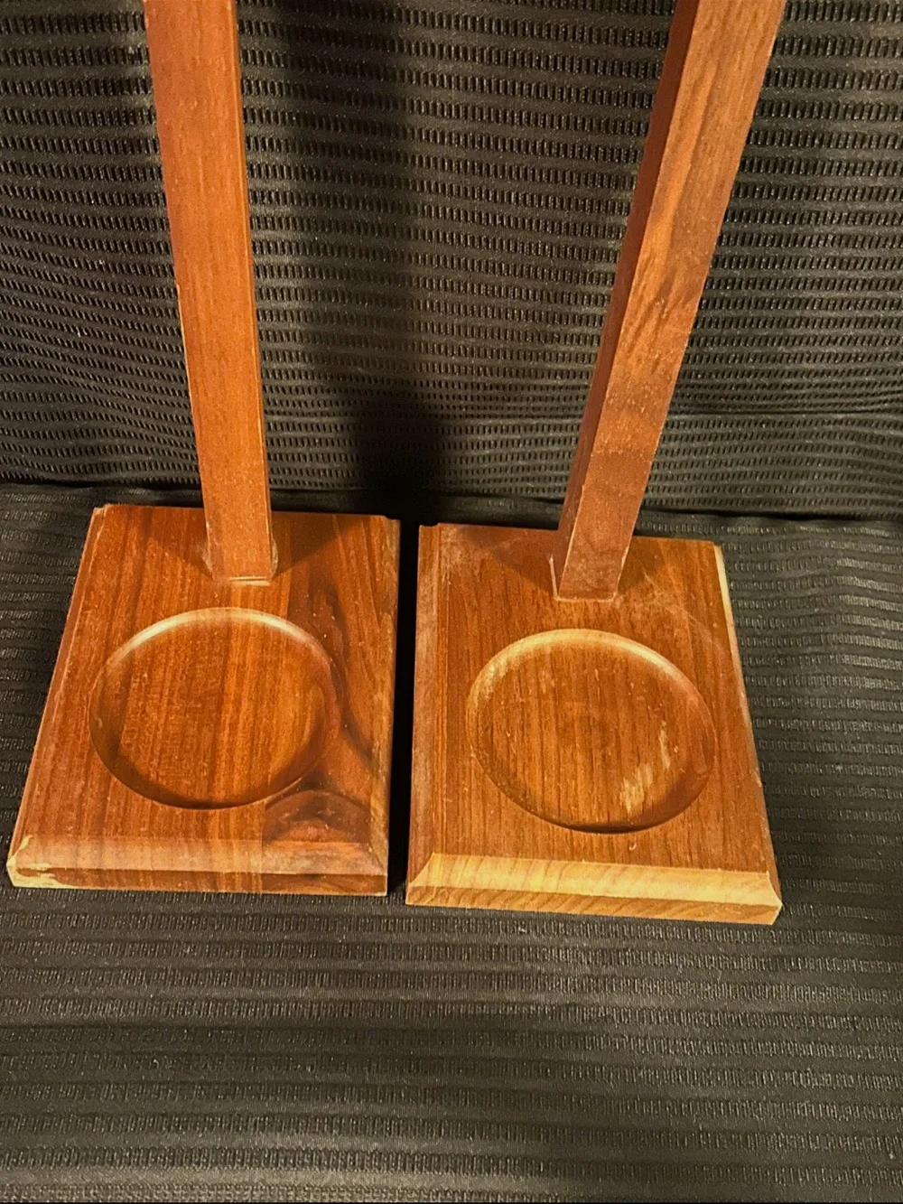 Vintage Pair Half-Yard Ale Beer Glasses w/ Wooden Stands